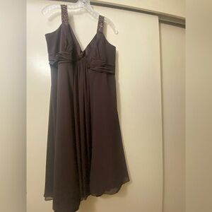 David's Bridal Chocolate Brown Midi Dress